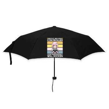 Gaming Konsole PC Zockerin Mädchen Gamer Girl - Regenschirm (klein) - Schwarz - Vorne