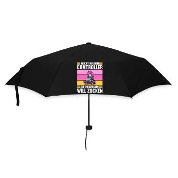 Gaming Konsole PC Zockerin Mädchen Gamer Girl - Regenschirm (klein) - Schwarz - Vorne