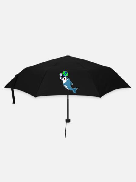 Delfin Erdkugel - Regenschirm (klein) - Schwarz