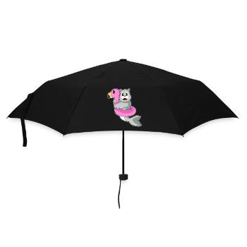 Seehund Schwimmen Schwimmring Sommer - Regenschirm (klein) - Schwarz - Vorne