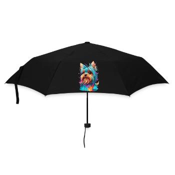 Der Yorkshire Terrier Polygon Hund Kunst Hunde - Regenschirm (klein) - Schwarz - Vorne
