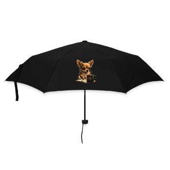 Chihuahua | Buch | Kaffee | Tee | Lesen | Hund | - Regenschirm (klein) - Schwarz - Vorne