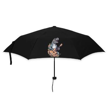 Dinosaure avec guitare pour musiciens - Parapluie standard - noir - Devant