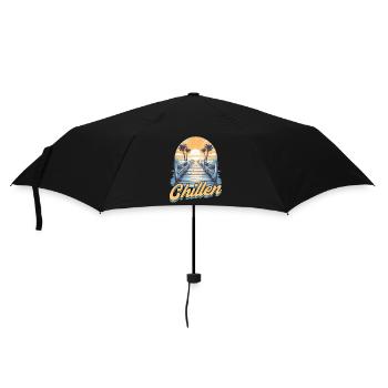Auszeit Urlaub Hängematte Strand - Regenschirm (klein) - Schwarz - Vorne