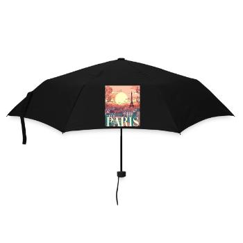 Paris Eiffelturm Bonjour Souvenirs - Regenschirm (klein) - Schwarz - Vorne