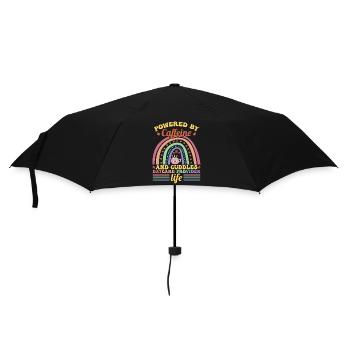Powered By Caffeine And Cuddles - Umbrella (small) - black - Front