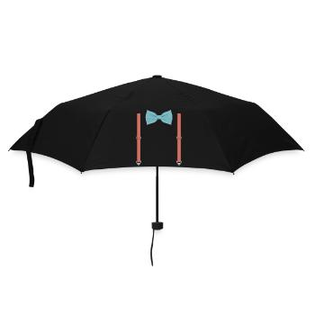 Funny Blue Bow Tie with Orange Suspenders Perfect - Umbrella (small) - black - Front