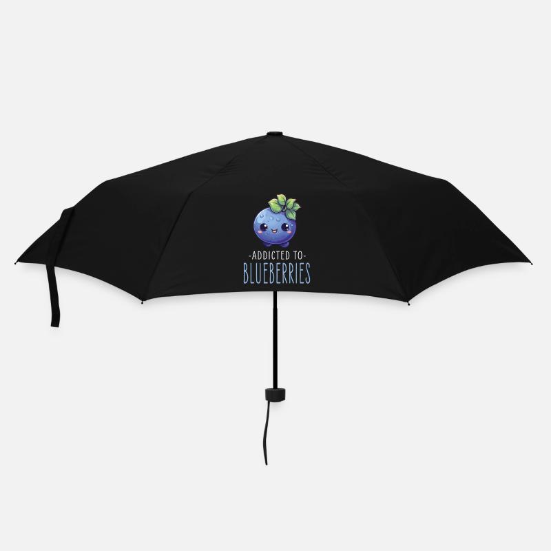 Blaubeere Kawaii - Regenschirm (klein) - Schwarz
