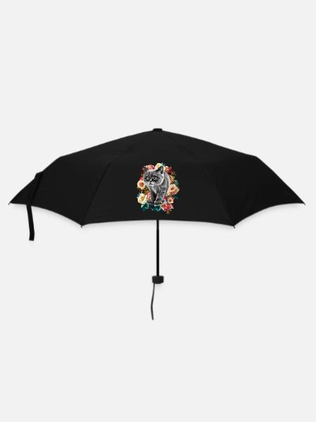 Cat Flowers - Umbrella (small) - black