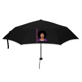 Frau mit Schriftzug American - Regenschirm (klein) - Schwarz - Vorne