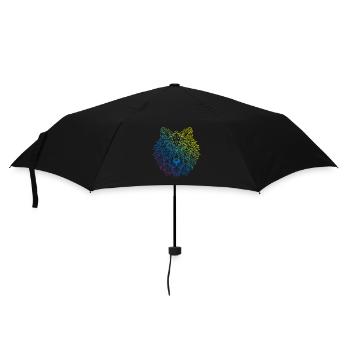 Wolf Mandala Boho - Regenschirm (klein) - Schwarz - Vorne