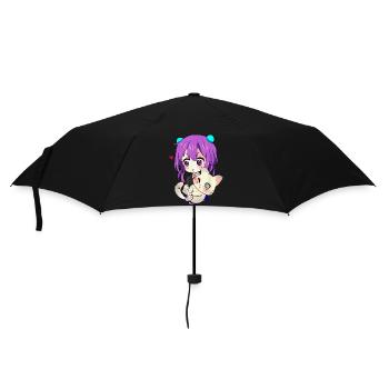 Anime und Katzen Liebhaber für n Manga kawaii Grafik - Regenschirm (klein) - Schwarz - Vorne