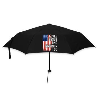 Liebt Jesus und Amerika auch mit USA-Flagge für - Regenschirm (klein) - Schwarz - Vorne