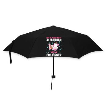 Einhorn Einhörner Fabelwesen Mystisch - Regenschirm (klein) - Schwarz - Vorne