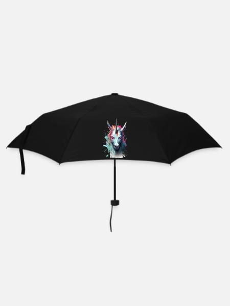 Böses Einhorn Kopf Einhornliebhaber Geschenk - Regenschirm (klein) - Schwarz