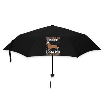 Dackel Papa Schaukelt Den Doggy Dad Körper Mit Stolz - Regenschirm (klein) - Schwarz - Vorne