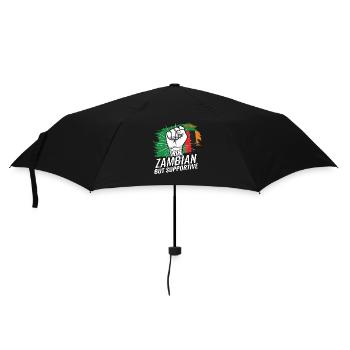 Not Zambian But Supportive Zambia Flag Country - Umbrella (small) - black - Front