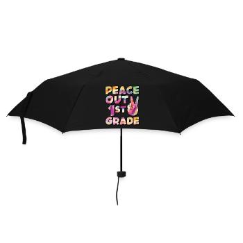 Peace Out 1. Klasse Letzter Schultag - Regenschirm (klein) - Schwarz - Vorne