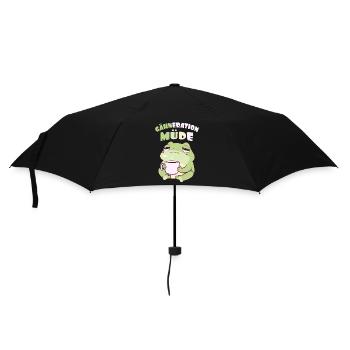 Gähneration Müde Morgenmuffel Kawaii Frosch Kaffee - Regenschirm (klein) - Schwarz - Vorne