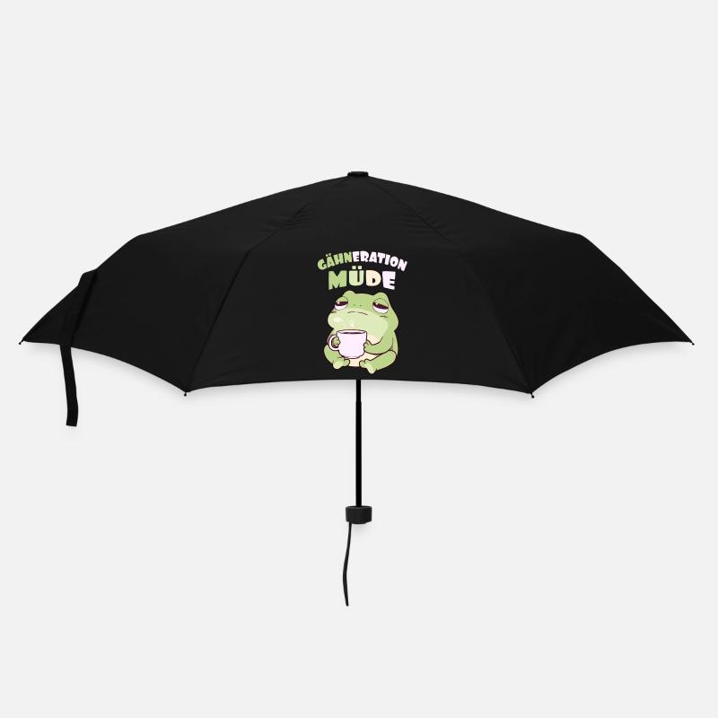 Gähneration Müde Morgenmuffel Kawaii Frosch Kaffee - Regenschirm (klein) - Schwarz