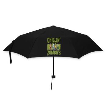 Chillin with my zombies funny Halloween - Umbrella (small) - black - Front