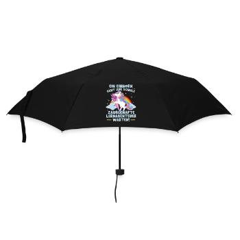 Einschulung Einhorn Mädchen Grundschule - Regenschirm (klein) - Schwarz - Vorne