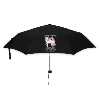 Mädchen Schultüte Schulkind Schülerin Einhorn - Regenschirm (klein) - Schwarz - Vorne
