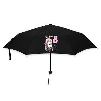 8 Jahre Mädchen Anime Kawaii Katze 8. Geburtstag - Regenschirm (klein) - Schwarz - Vorne