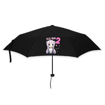 2 Jahre Mädchen Anime Kawaii Katze 2. Geburtstag - Regenschirm (klein) - Schwarz - Vorne