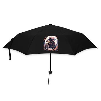 Skull Totenkopf Motocross Dirtbike - Regenschirm (klein) - Schwarz - Vorne