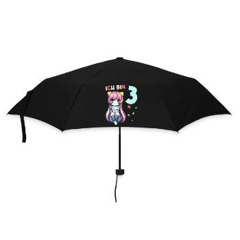3 Jahre Mädchen Anime Kawaii Katze 3. Geburtstag - Regenschirm (klein) - Schwarz - Vorne