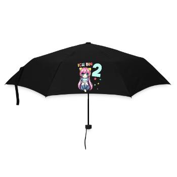 2 Jahre Mädchen Anime Kawaii Katze 2. Geburtstag - Regenschirm (klein) - Schwarz - Vorne