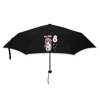 8 Jahre Mädchen Anime Kawaii Katze 8. Geburtstag - Regenschirm (klein) - Schwarz - Vorne
