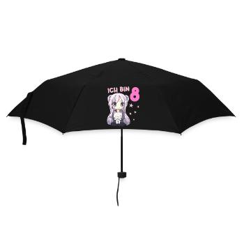 8 Jahre Mädchen Anime Kawaii Katze 8. Geburtstag - Regenschirm (klein) - Schwarz - Vorne