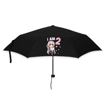 2 Jahre Mädchen Anime Kawaii Katze 2. Geburtstag - Regenschirm (klein) - Schwarz - Vorne