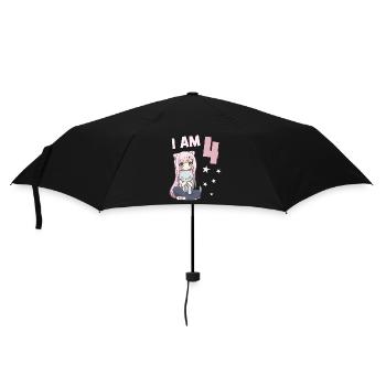 4 ans Fille Anime Kawaii Cat 4ème anniversaire - Parapluie standard - noir - Devant