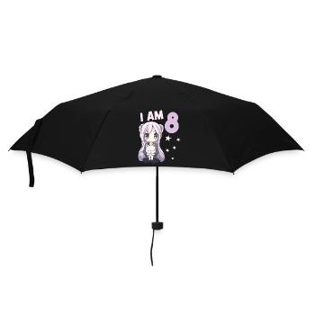 8 Jahre Mädchen Anime Kawaii Katze 8. Geburtstag - Regenschirm (klein) - Schwarz - Vorne