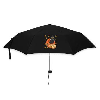 Pilgrim Black Cat Kürbiskuchen Thanksgiving Day - Regenschirm (klein) - Schwarz - Vorne