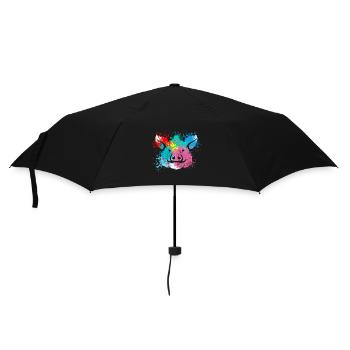 Colorful Splash Art Farm animals pig head - Umbrella (small) - black - Front