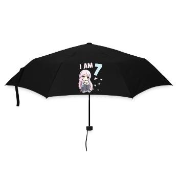 7 Year Old Girl Anime Kawaii Cat 7th Birthday - Umbrella (small) - black - Front