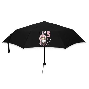 5 Years Girl Anime Kawaii Cat 5th Birthday - Umbrella (small) - black - Front
