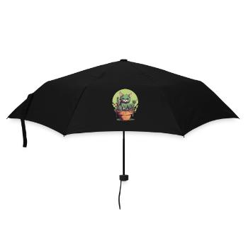 Chat vert en pot avec des plantes vertes - Parapluie standard - noir - Devant