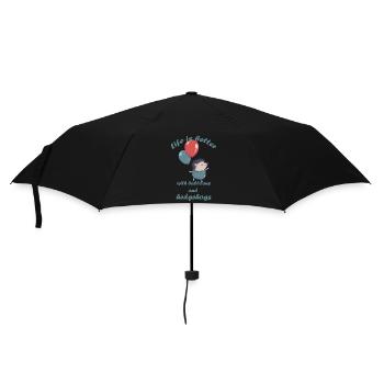 Little hedgehog with balloons and lettering - Umbrella (small) - black - Front