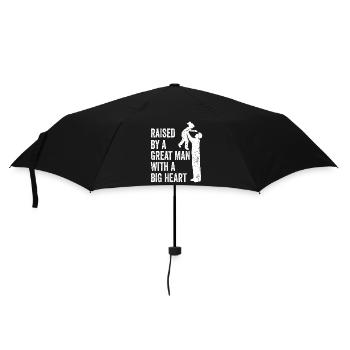 Aufgewachsen von einem großen Mann mit einem großen Herzen Vatertag - Regenschirm (klein) - Schwarz - Vorne