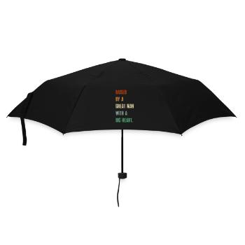 Aufgewachsen von einem großen Mann mit einem großen Herzen Vatertag - Regenschirm (klein) - Schwarz - Vorne