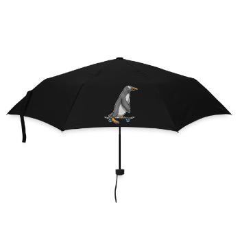 Pinguin Skater Skateboard - Regenschirm (klein) - Schwarz - Vorne