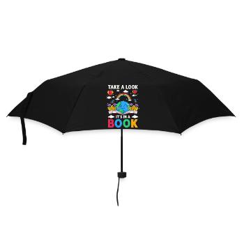 Jetez un coup d’œil C’est dans un rat de bibliothèque de lecture de livre - Parapluie standard - noir - Devant