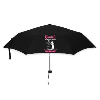 Braut Hochzeit Heiraten Junggesellenabschied - Regenschirm (klein) - Schwarz - Vorne