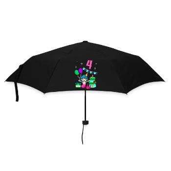 With Mermaid - Girl Birthday 4 Years - Umbrella (small) - black - Front