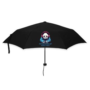 Panda DJ - Regenschirm (klein) - Schwarz - Vorne